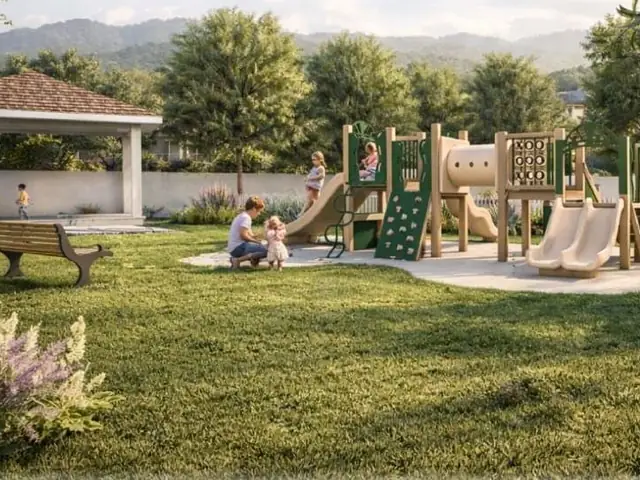 Artist's impression of the park and children's playground at The Vale, Freeport